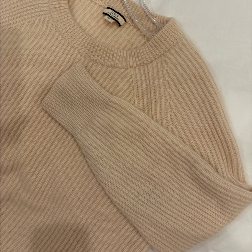 J. Crew Women's Cream Ribbed Cashmere Sweater